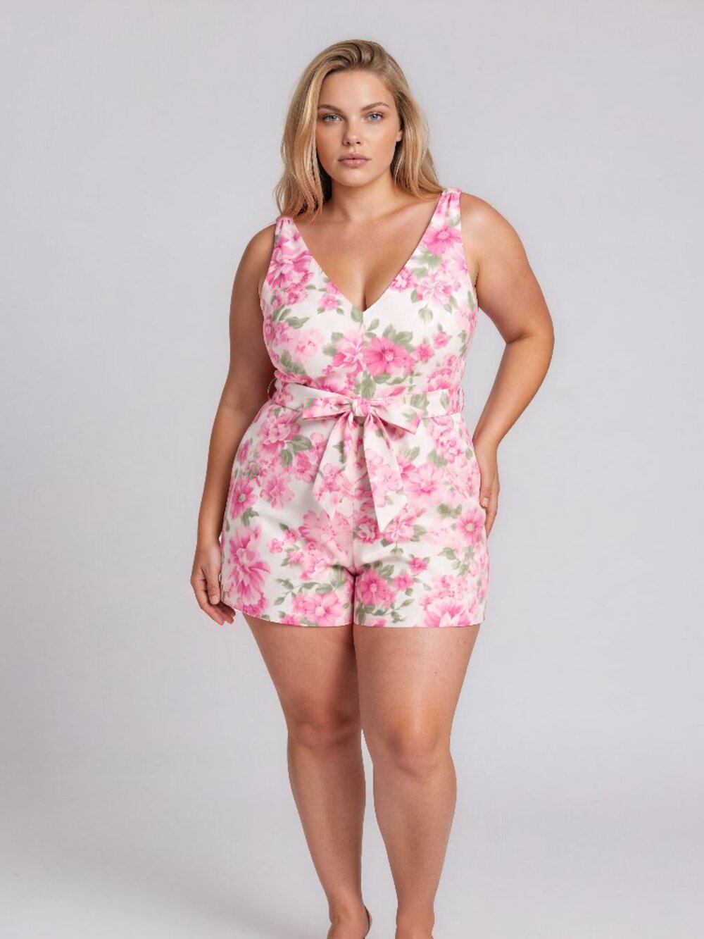 Sugarlips Truth Be Told Tie Strap Romper Curve - Pink/Green